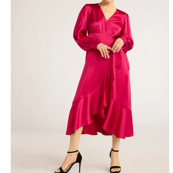 sofia by sofia vergara Dresses & Skirts - Sofia Jeans Women's Size S 4-6 Faux Wrap Ruffle Trim Skirt Dress Mid Calf Length